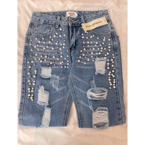 Midnight muse light blue ripped Y2K jeans